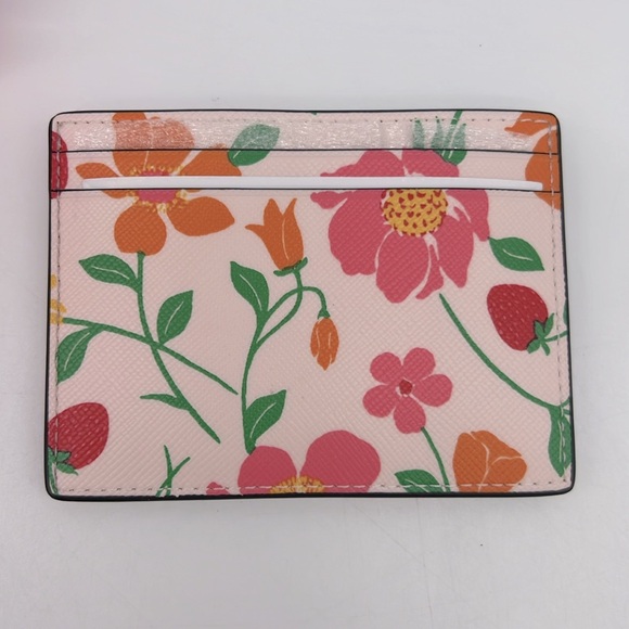 Kate Spade Boxed Madison Strawberry Garden Small Slim Card Holder Pink Multi - Picture 4 of 15